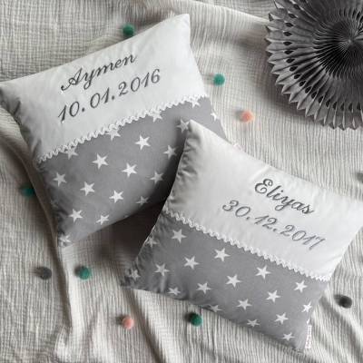 Kissen mit Namen personalisiert, liebevoll bestickt, 30x35 cm