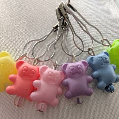 Süße Maschenmarkierer mit kleinen Bären – 6 Stück, ca 4 cm, mit Sicherheitsnadeln