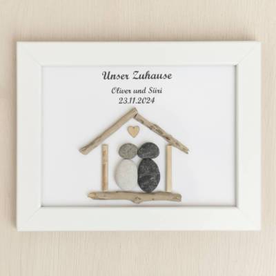 Personalisiertes Steinbild „Unser Zuhause“ – Naturstein Unikat als Geschenk zum Einzug, STB-283