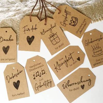 Geschenkanhänger zum Ausdrucken – 9 moderne Designs für Weihnachten, Geburtstag & mehr – PDF Vorlage A4