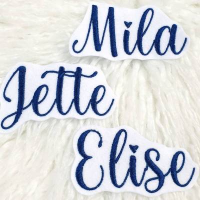 Patch/Applikation/Aufnäher/Bügelbild Name in Dunkelblau, gestickt Handmade perfekt für Deine Schultüte