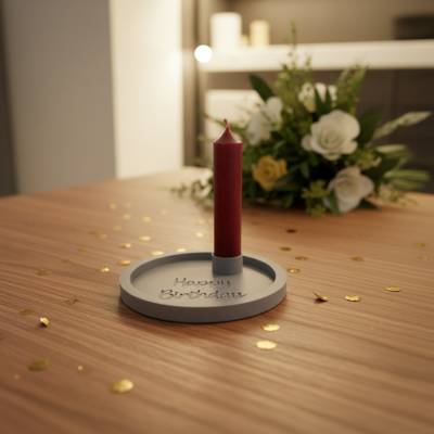 3D Druck Datei Geburtstag STL, Happy Birthday Deko Tablett mit Kerzenhalter,Digitale 3D Print Datei, STL Datei DIY Datei