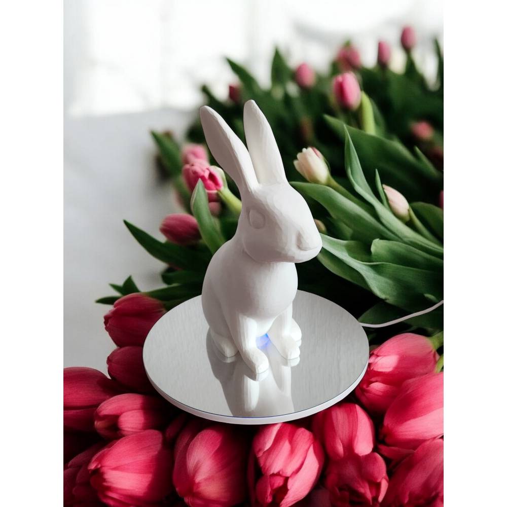 Moderner Hase Low Poly, Minimalistische Osterdeko Skulptur, 3D Druck Weiß, Geometrische Hasenfigur 15-25cm, Geschenkidee