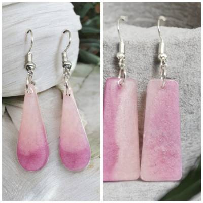Handgefertigte rosa Hängeohrringe – Femininer Unikat-Schmuck für Damen & Geschenkideen