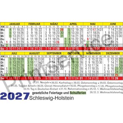 Kalender 2027 Schleswig-Holstein: Taschenkalender & Ferienkalender mit Feiertagen