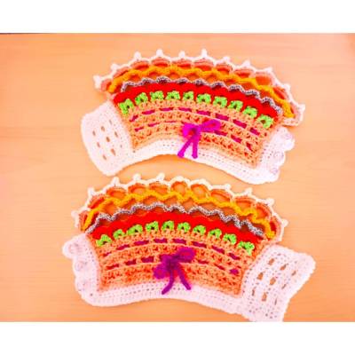 Manschette Pulswärmer gehäkeltes Accessoire Damen Schmuck M L XL