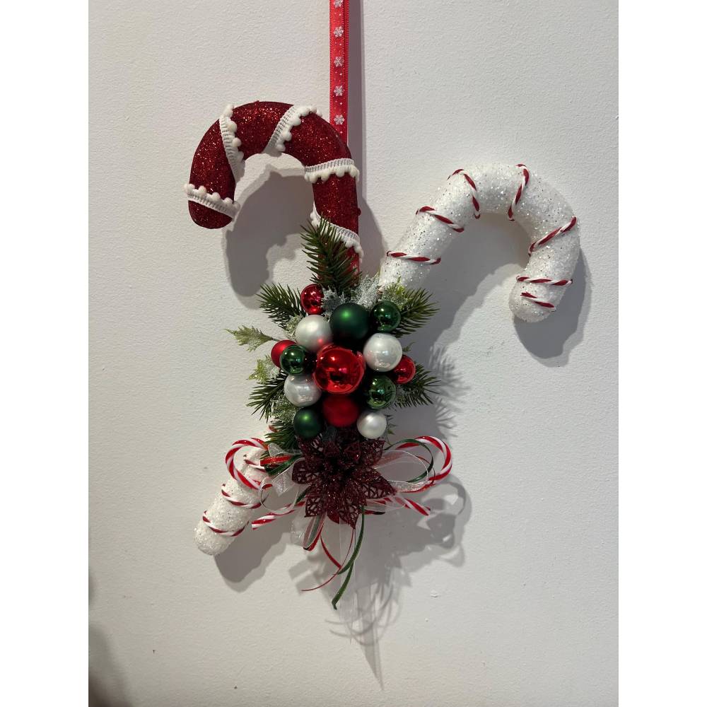 Zuckerstangen Weihnachtsdeko Weihnachtskranz Türschmuck Türdeko Türkranz