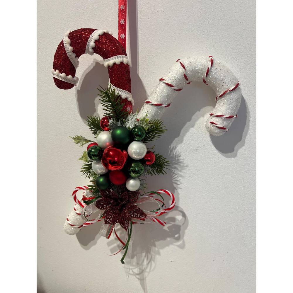 Zuckerstangen Weihnachtsdeko Weihnachtskranz Türschmuck Türdeko Türkranz