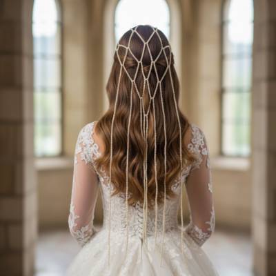 Handgefertigter Perlen-Haarschmuck mit langen Wachs-Glasperlensträngen – Elegantes Accessoire für besondere Anlässe