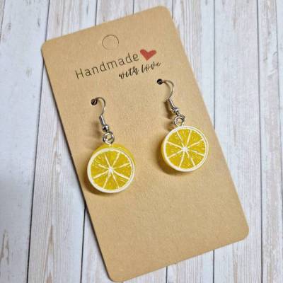 Ohrringe Ohrhänger Zitrone aus Harz  – 3,5 cm – originelle Geschenkidee