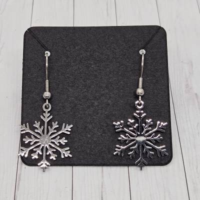 Edelstahl Ohrhänger "Filigrane Schneeflocke" Silberfarben | Dainty Winter-Schmuck | Ca. 20mm Durchmesser