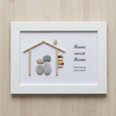 Personalisiertes Steinbild Home sweet Home – Unikat aus Naturstein als Einzugsgeschenk, STB-293