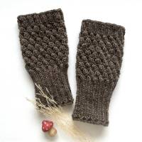 Große - Handstulpen ohne Daumenloch - 1 Paar handgestrickte Pulswärmer, unisex,braun