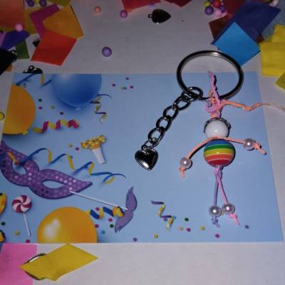 Karneval Schutzengel Maskottchen als Glücksbringer – Handgemachter Schlüsselanhänger für Fasching & Narrenzeit