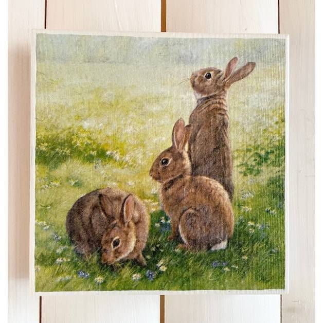 Holzbild, Hasen auf grüner Wiese, zum Aufhängen oder Aufstellen; Ostern Bild 1