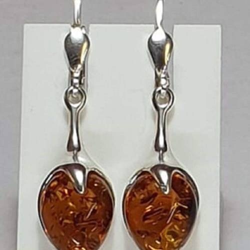 Edle Bernstein Ohrhänger 925 Silber Bernstein aus Letland Ohrschmuck Brisur