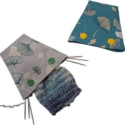 Nadelspielhalter, Nadelhalter für Strickspiele , Trio Nadelgarage mit Ginko Motiv