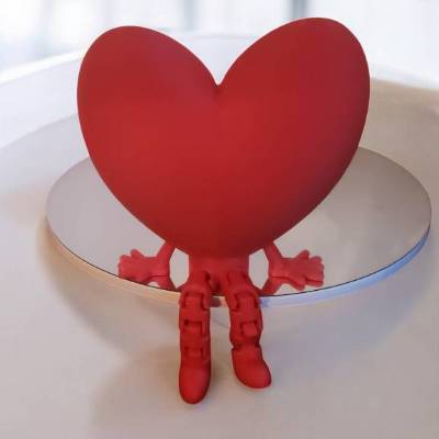 Sitzendes Herz: Verspielte Herz-Figur zum Hinstellen – 3D-gedruckte Deko