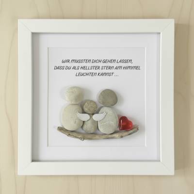 Kindstod Gedenkbild Sternenkind – Handgefertigtes Unikat aus Naturstein & Holz, personalisierbar, STB-9