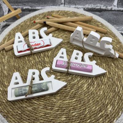 Einschulung| ABC Tischdeko | Geldgeschenk | Süssigkeitenhalter | aus Kerakraft
