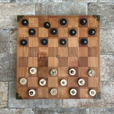 Steampunk Dame Spiel -  Edles Spiel Handgefertigtes Holzbrett aus Buchenholz und 24 filigrane Figuren - 