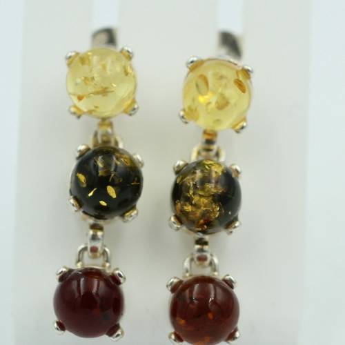 Bernstein Brisur 925 Silber Ohrstecker Ohrring Cabochon vom Baltikum Top Edel