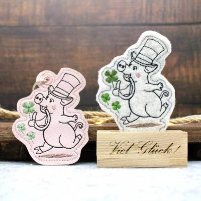 Stickdatei ITH SET Schwein Glücksbringer