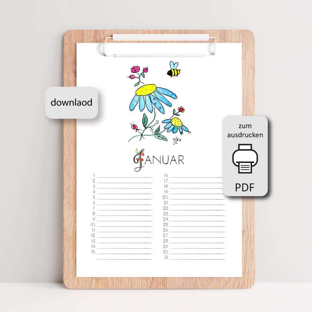 Immerwährender Geburtstagskalender zum Selbstgestalten - Vorlage DIN A4 PDF
