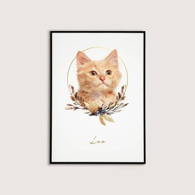 Haustier Portrait *Watercolor Pet Flowery* Print / Illustration vom Foto des eigenen Haustieres