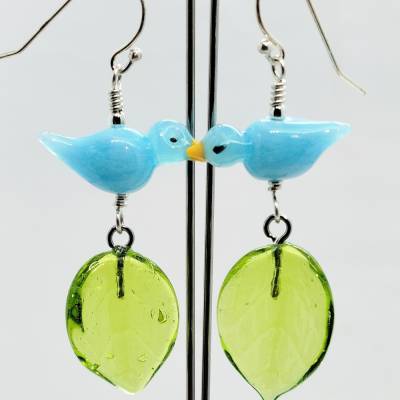 Ohrhänger Vögel auf Blättern