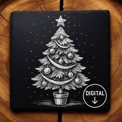 Laserdatei Christbaum – Gravurdatei PNG für Schiefer & Holz | Bildgravur
