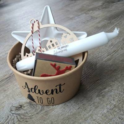 Advent to go GROß / Advent im Becher / Holzanhänger / Eine wundervolle Adventszeit / Sternkerzenhalter/ Zündhölzer