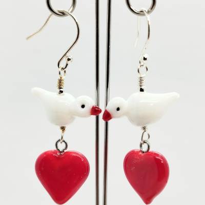 Ohrhänger Vögel auf Herzen