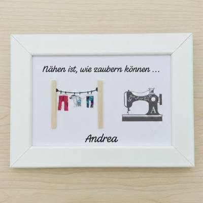 Handgemachtes Steinbild Nähen personalisiert – Unikat Geschenk für Nähbegeisterte | STB-309