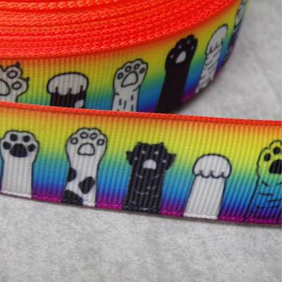 Ripsband Pfoten Katze bunt – 22 mm Borte zum Nähen, Basteln & Dekorieren