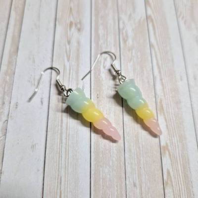 Ohrringe Ohrhänger Einhorn-Hörner aus Harz  – 5 cm – originelle Geschenkidee