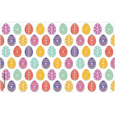 Frühstücksbrettchen Ostereier, mit bunten, verzierten Ostereiern im Folklore-Stil