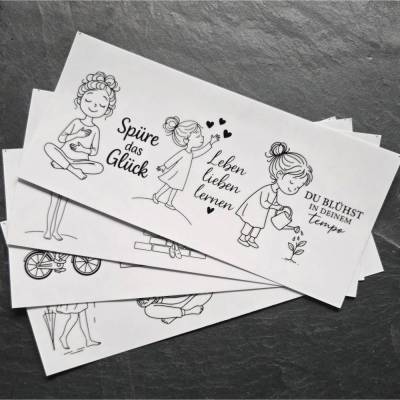 Rub On Sticker Mädchen ~ Ruhe, Kraft, Wellness, Leben, Liebe ~ verschiedene Bögen und Motive