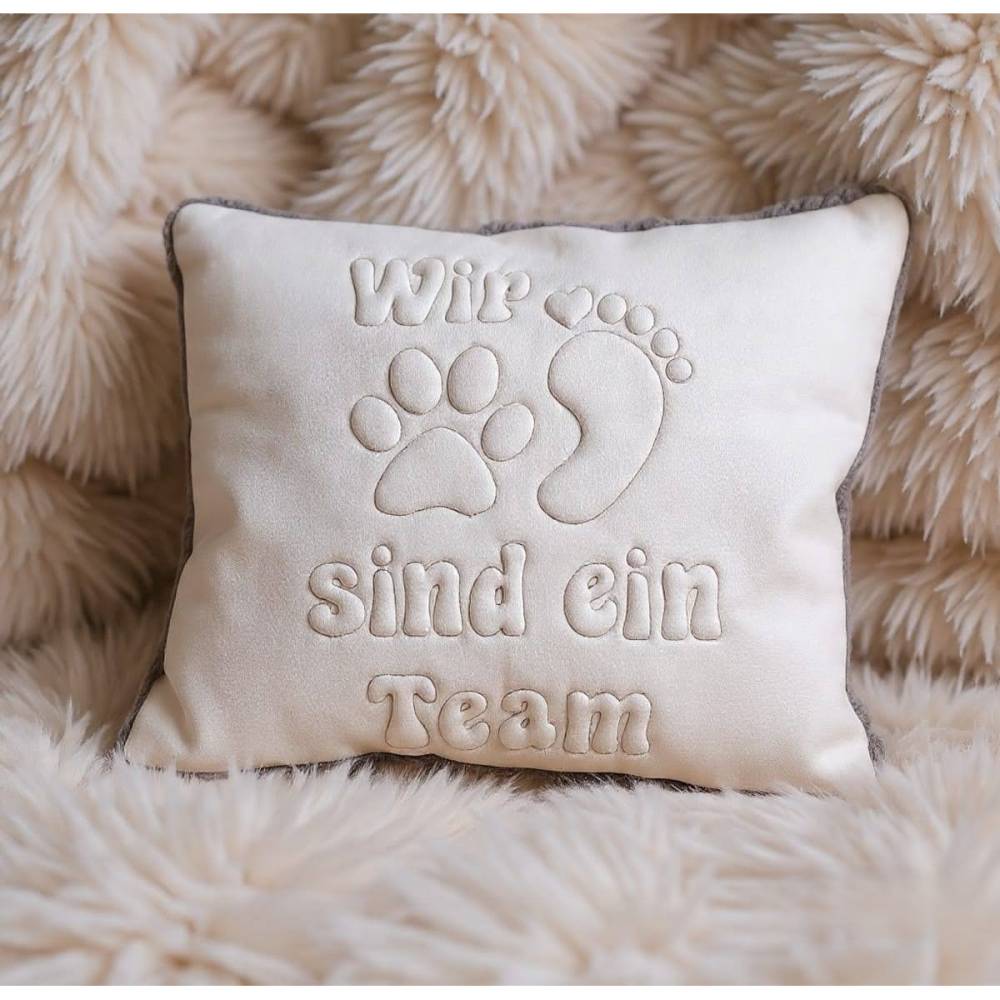 Stickdatei Hund 3D Trapunto Set – Wir sind ein Team | Design-by-Jasmina für Kissen, Taschen & Shirts Bild 1