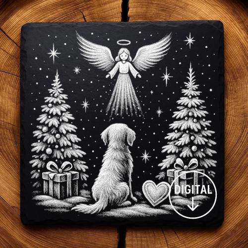 Laserdatei Hund – Gravurdatei PNG für Schiefer & Holz | Bildgravur