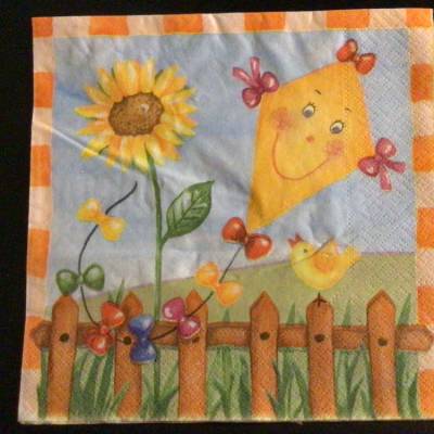 Servietten Kinder - Drachen mit Sonnenblume