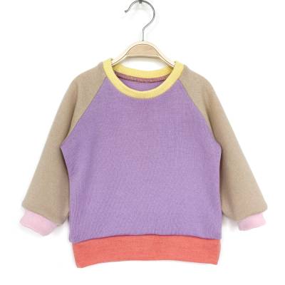 Wollpullover Größe 80 lila beige 100% Merinowolle - Upcyclingpullover