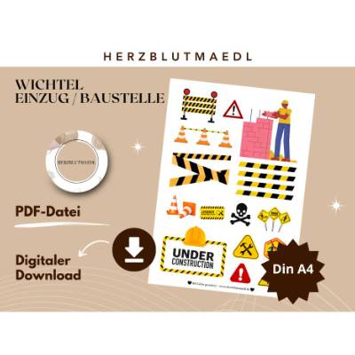 Wichtel Baustelle & Einzug – Digitale A4 Bastelvorlagen zum Ausdrucken | Wichteltür Zubehör Weihnachten