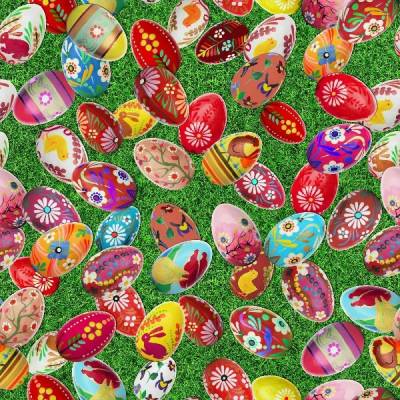 Rest:1,30m x 1,40m Dekostoff Ottomane Ostereier bunt