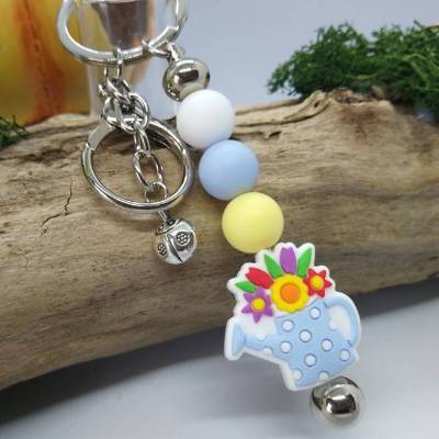 Schlüsselanhänger Gießkanne – Geschenk für Garten & Pflanzenliebhaber aus Silikonperlen, verschiedene Farben