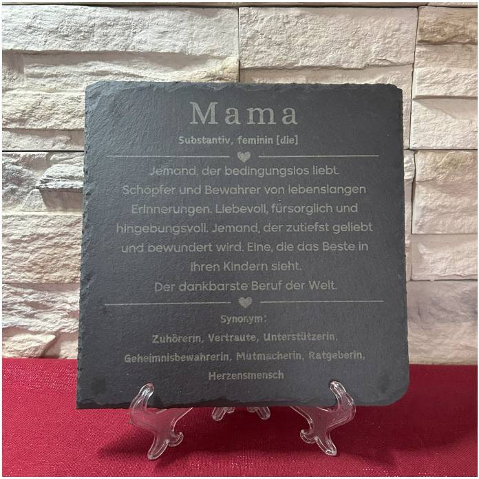 Schieferplatte „Mama – Substantiv, feminin [die]“