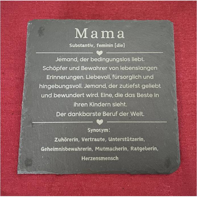 Schieferplatte „Mama – Substantiv, feminin [die]“