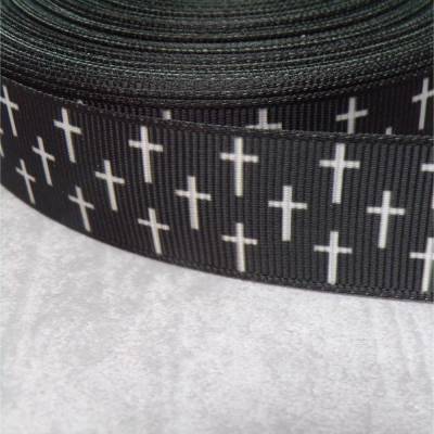 Kreuz Ripsband schwarz/weiss – 22 mm  zum Nähen & Basteln gothic