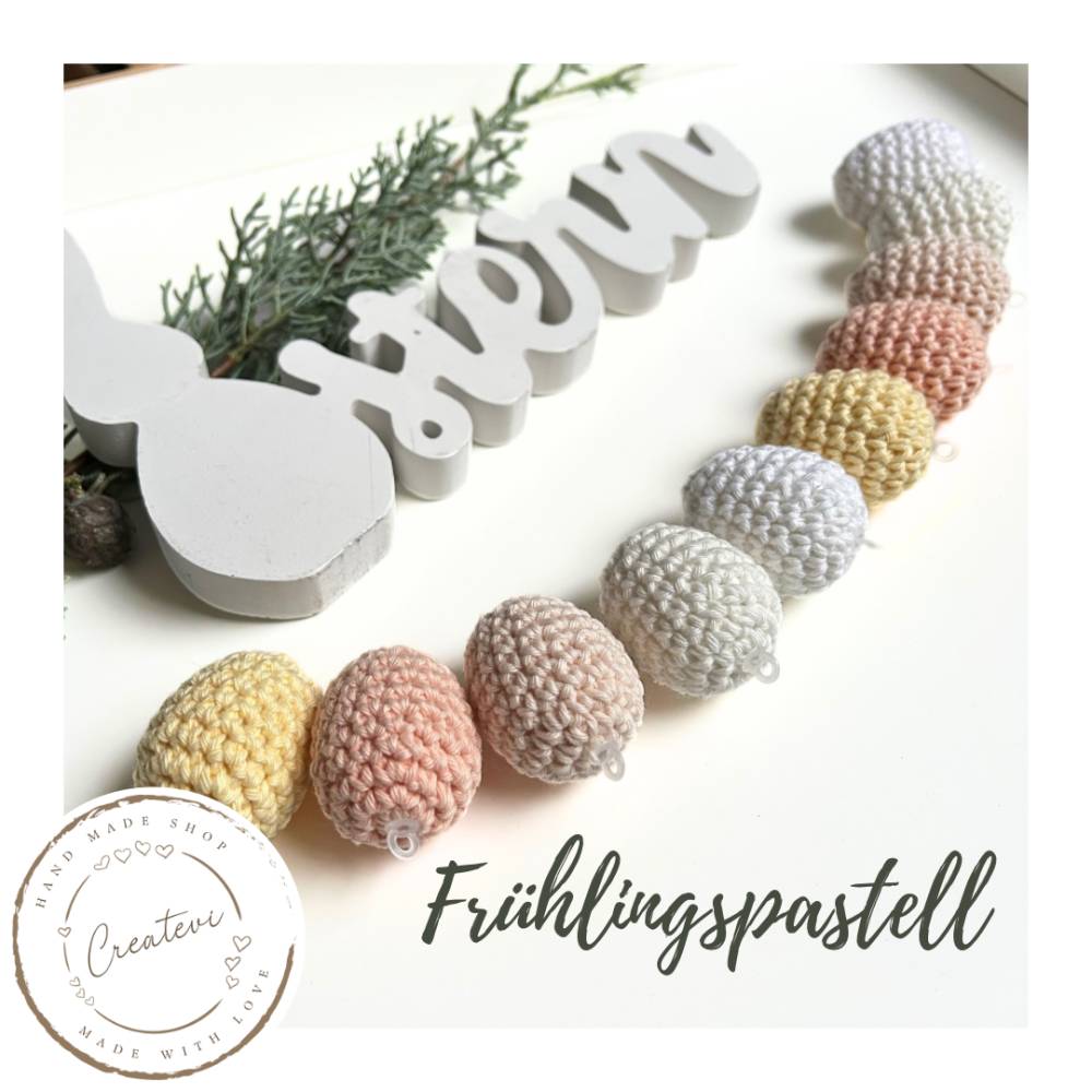Gehäkelte Ostereier Set aus Baumwolle – Handgemachte Osterdeko in Pastellfarben Bild 1