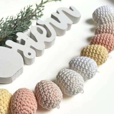 Gehäkelte Ostereier Set aus Baumwolle – Handgemachte Osterdeko in Pastellfarben